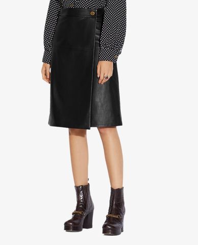 COACH - Chân váy midi dáng quấn nút cài Leather 