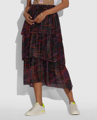  COACH - Chân váy midi xếp tầng Tiered 