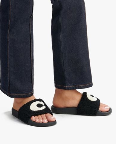  COACH - Dép nữ quai ngang phối lông Ulla 