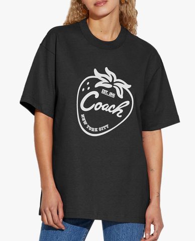  COACH - Áo thun nữ cổ tròn ngắn tay Strawberry Skater 