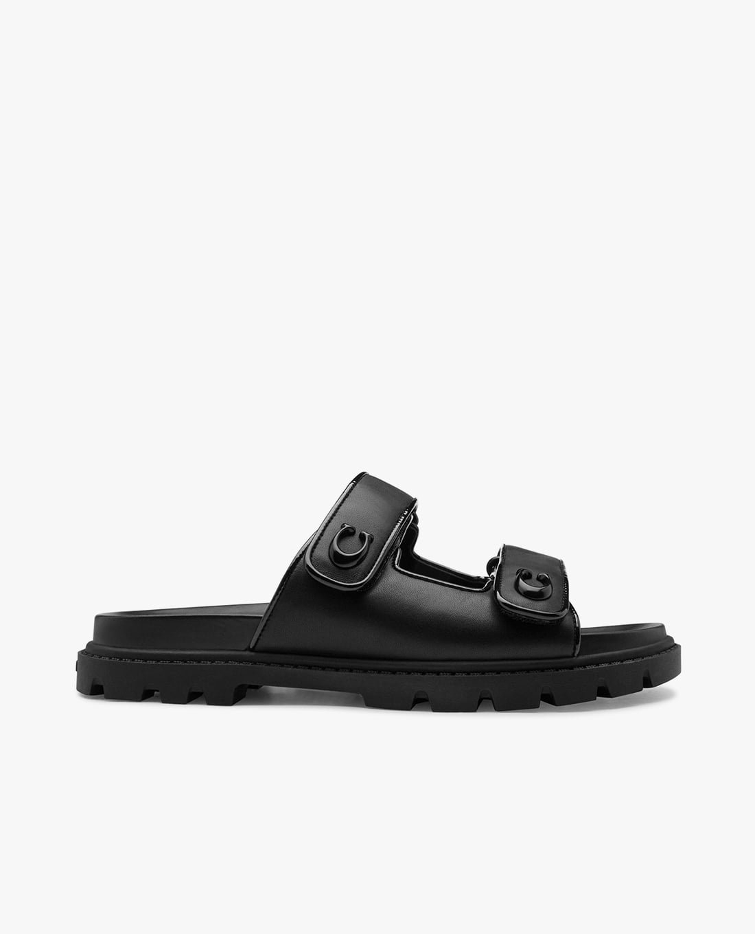 COACH - Dép nữ quai ngang mũi tròn phối logo