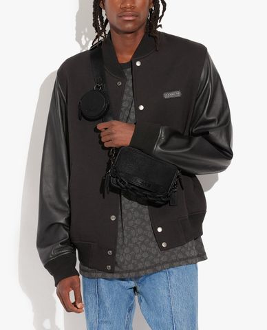  COACH - Túi đeo chéo nam chữ nhật phối khóa zip thời trang 