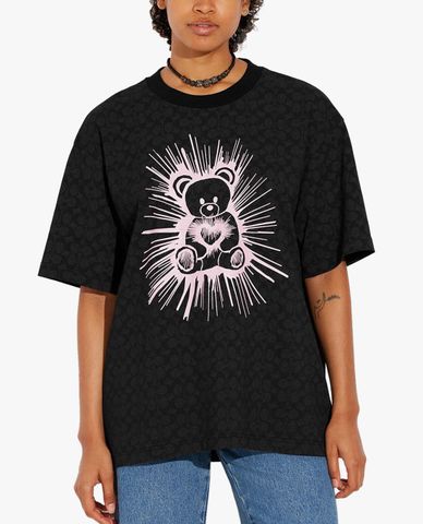  COACH - Áo thun nữ tay ngắn cổ tròn phom suông hiện đại 