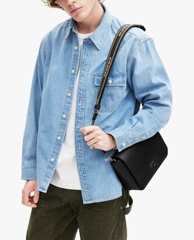  COACH - Túi đeo chéo nam nắp gập phom chữ nhật Signature Canvas Interior 