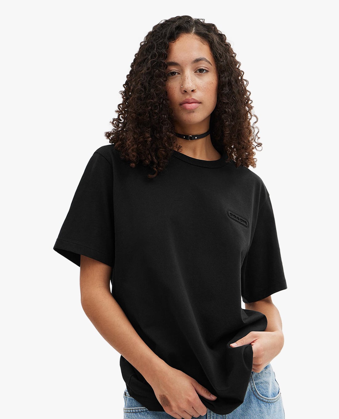 COACH - Áo thun nữ cổ tròn tay ngắn Essential