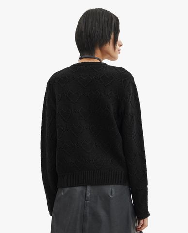  COACH - Áo khoác cardigan nữ thêu hình trái tim Pointelle 