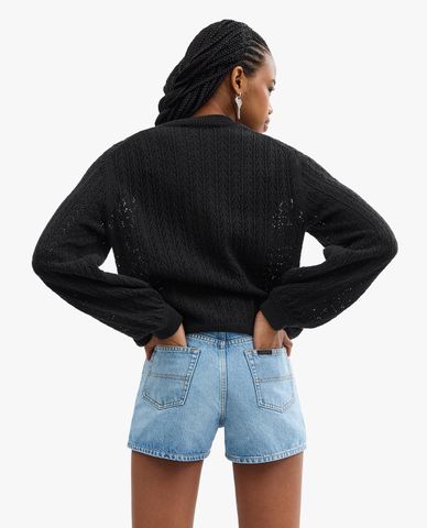  COACH - Áo sweater nữ cổ tròn tay dài phối hình nổi bật Floral 