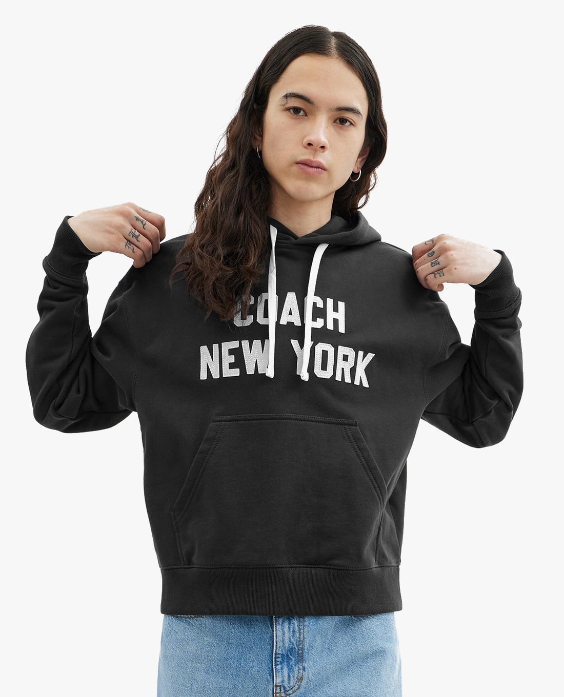 COACH - Áo hoodie nam phối mũ kèm dây rút Coach New York