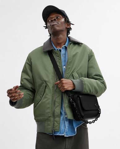  COACH - Túi đeo chéo nam phom chữ nhật phối nấp gập cá tính 