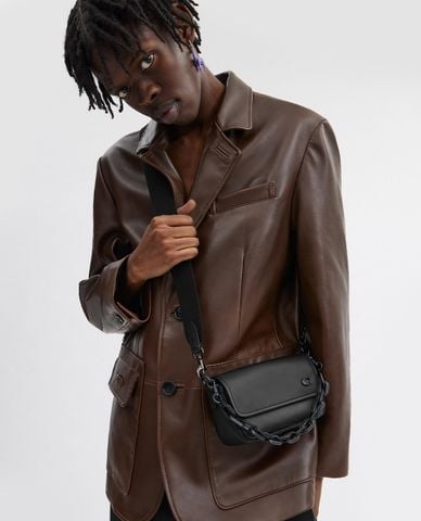  COACH - Túi đeo chéo nam phom chữ nhật phối nấp gập hiện đại 