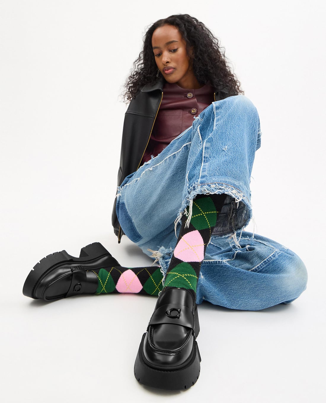 COACH - Giày lười nữ đế vừa Leah