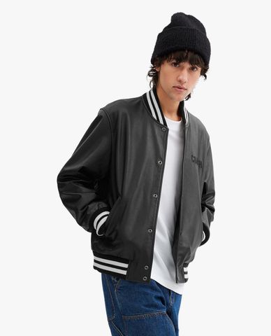  COACH - Áo khoác bomber nam tay dài Leather Varsity 