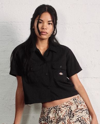  DICKIES - Áo sơ mi nữ phom croptop tay ngắn trẻ trung 