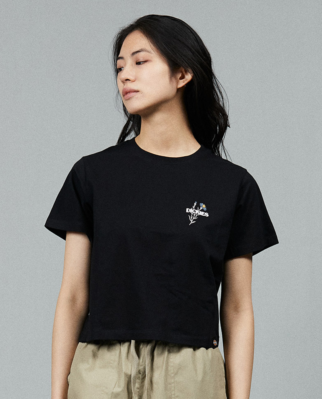 DICKIES - Áo croptop nữ cổ tròn tay ngắn hiện đại Herndon