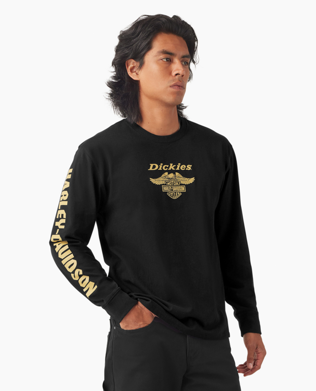 DICKIES - Áo thun nam cổ tròn tay dài Dickies x Harley Davidson