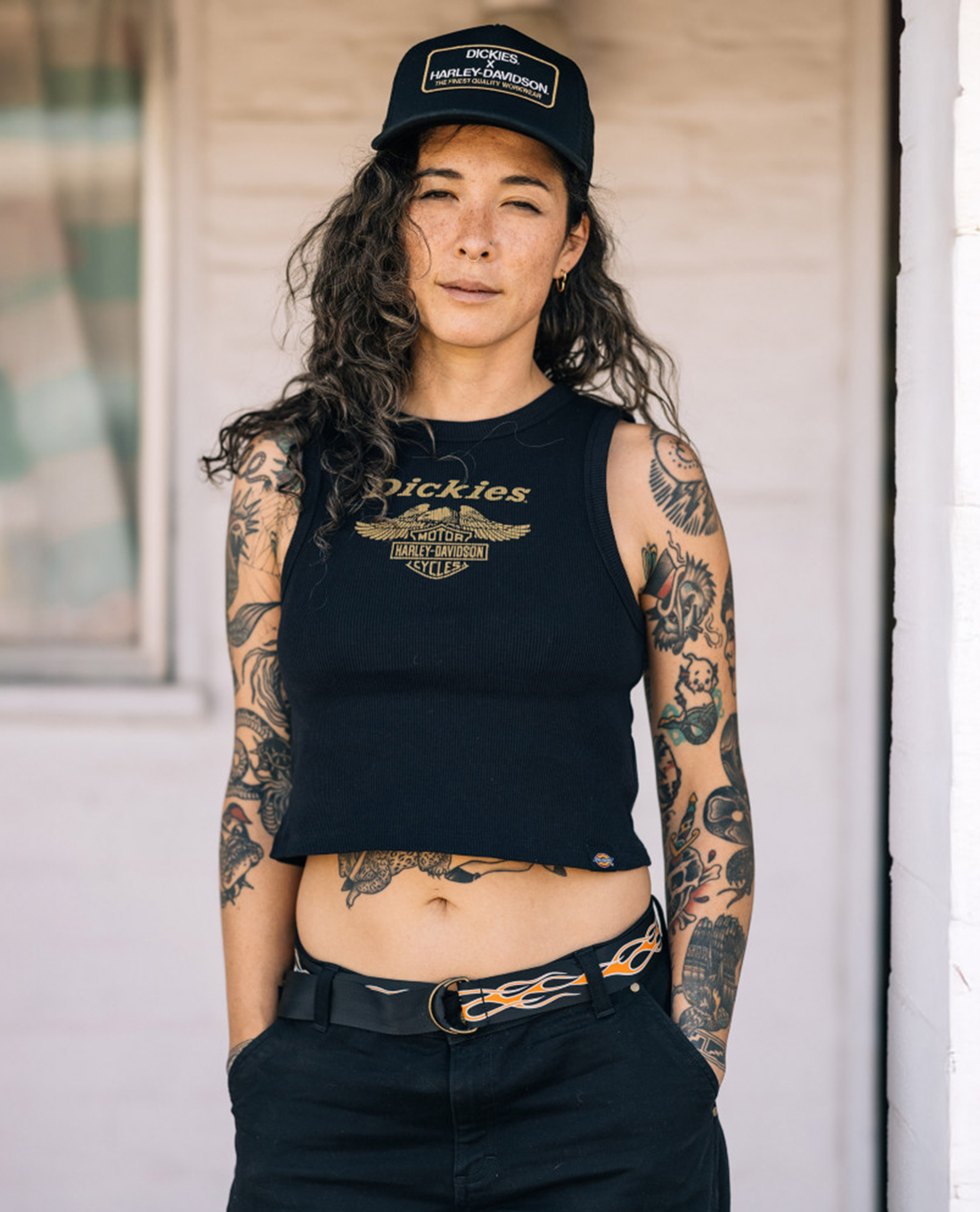 DICKIES - Áo ba lỗ nữ cổ tròn Dickies x Harley Davidson