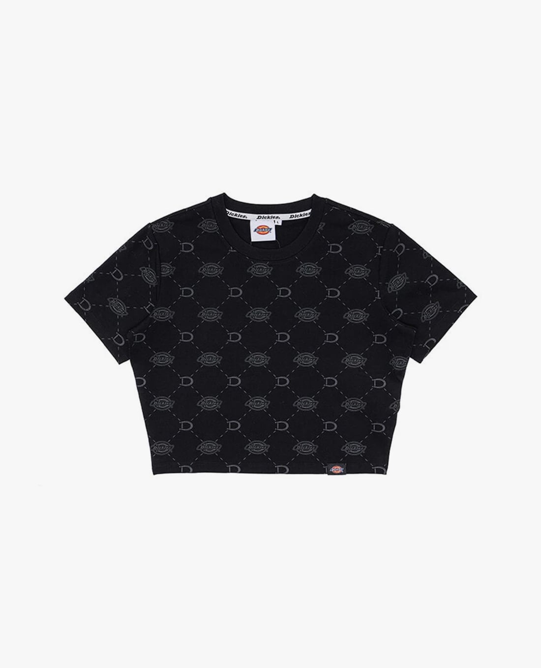 DICKIES - Áo croptop nữ cổ tròn tay ngắn phối họa tiết monogram