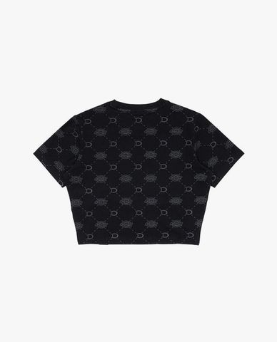  DICKIES - Áo croptop nữ cổ tròn tay ngắn phối họa tiết monogram 