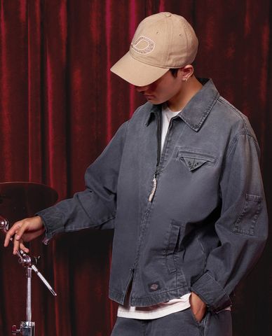  DICKIES - Áo khoác denim unisex cổ bẻ tay dài Eisenhower 