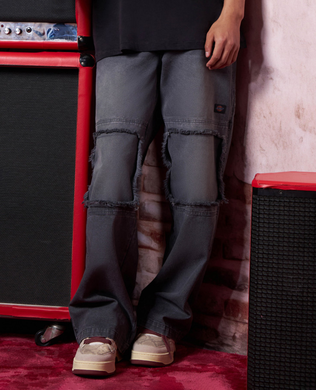 DICKIES - Quần jeans unisex ống rộng phối họa tiết độc đáo