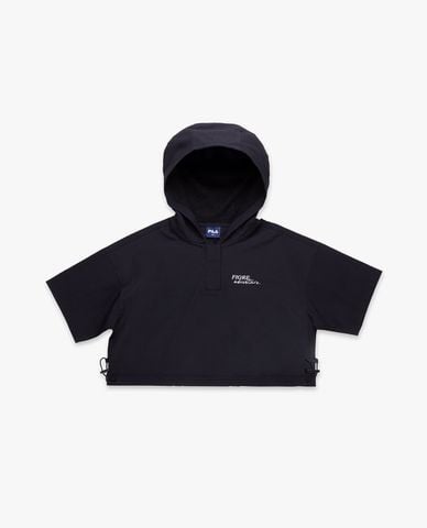  FILA - Áo hoodie nữ tay ngắn phối mũ Fiore Woven 