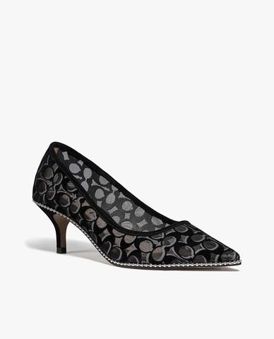  COACH - Giày cao gót mũi nhọn đính đá thời trang 