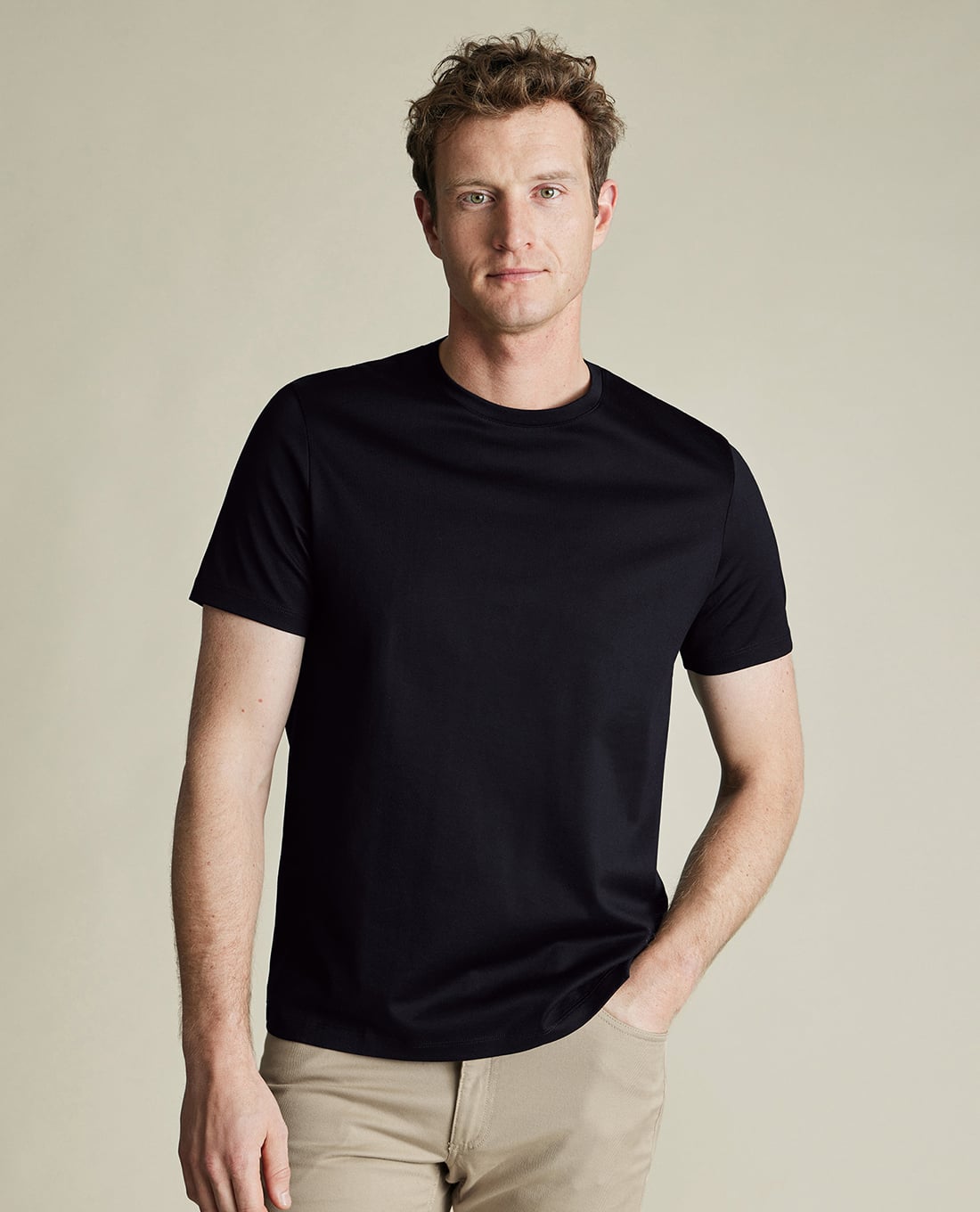 CHARLES TYRWHITT - Áo thun nam cổ tròn tay ngắn Pure Cotton