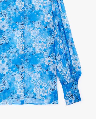  THE KOOPLES - Áo sơ mi nữ cổ bẻ tay dài Blue Printed 