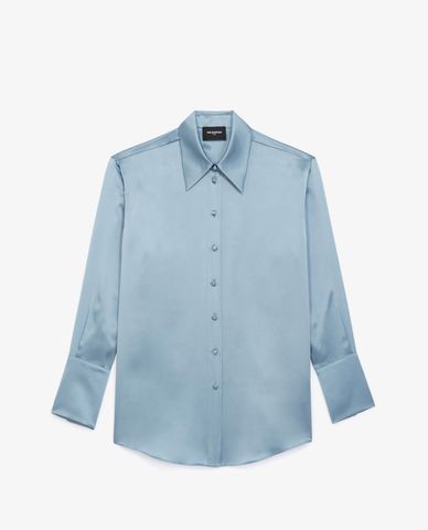  THE KOOPLES - Áo sơ mi nữ cổ bẻ tay dài Silk Satin 