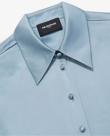  THE KOOPLES - Áo sơ mi nữ cổ bẻ tay dài Silk Satin 