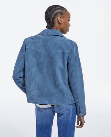  THE KOOPLES - Áo khoác nữ cổ bẻ phối túi Suede Leather 