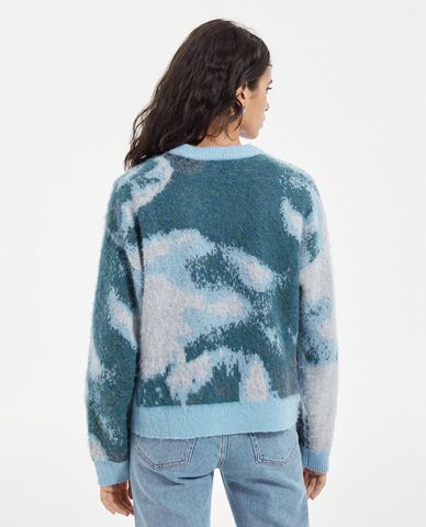  THE KOOPLES - Áo sweater nữ cổ tròn tay dài Blue Fade 