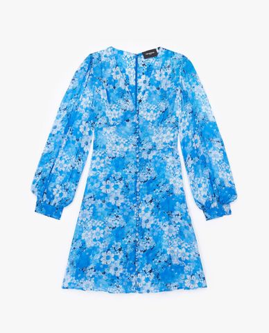  THE KOOPLES - Đầm mini cổ V tay dài Blue Short Printed 
