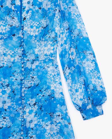  THE KOOPLES - Đầm mini cổ V tay dài Blue Short Printed 