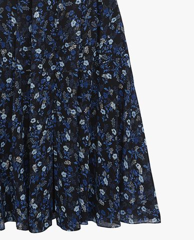  THE KOOPLES - Đầm midi tay ngắn cổ V phối hoa thời trang 