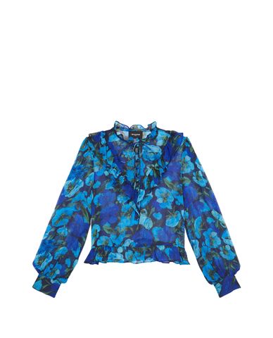  THE KOOPLES - Áo kiểu nữ tay dài phối bèo Blue Short 
