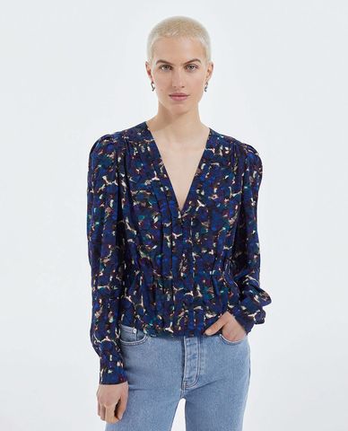  THE KOOPLES - Áo kiểu nữ phom suông tay dài Floral Motif 