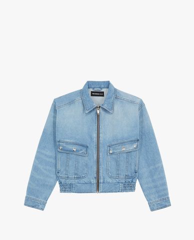  THE KOOPLES - Áo khoác denim nữ túi vuông Zip Up Denim 