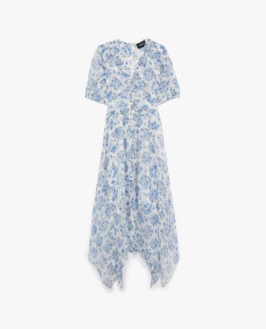  THE KOOPLES - Đầm midi cổ V Floral Light Blue Light 