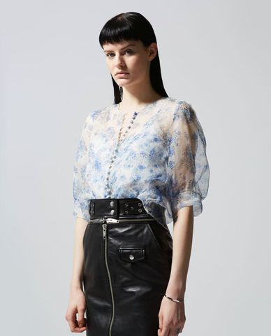  THE KOOPLES - Áo kiểu nữ phối nút tròn Fitted Floral Printed 
