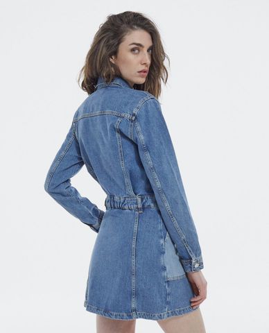  THE KOOPLES - Đầm mini denim cổ bẻ tay dài thời trang 