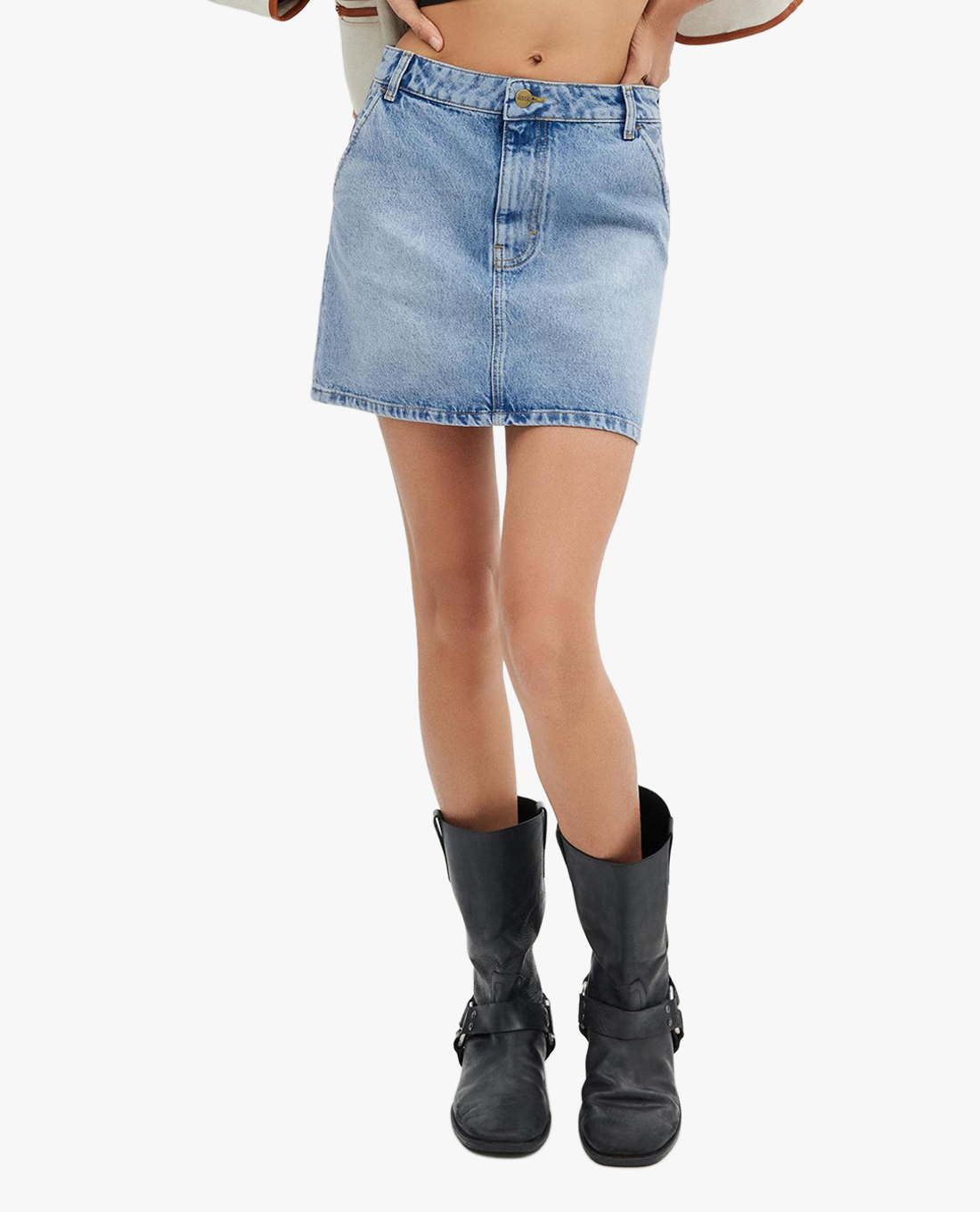 COACH - Chân váy denim dáng chữ A mini năng động