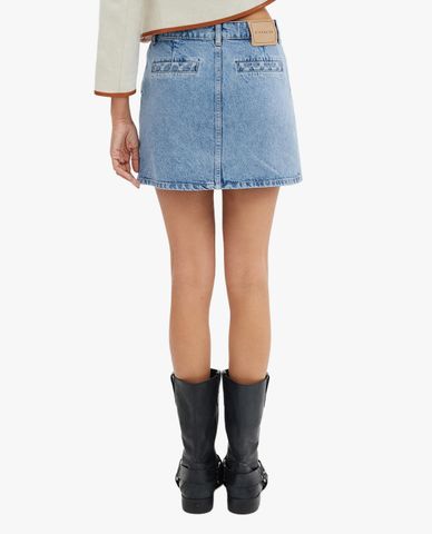  COACH - Chân váy denim dáng chữ A mini năng động 