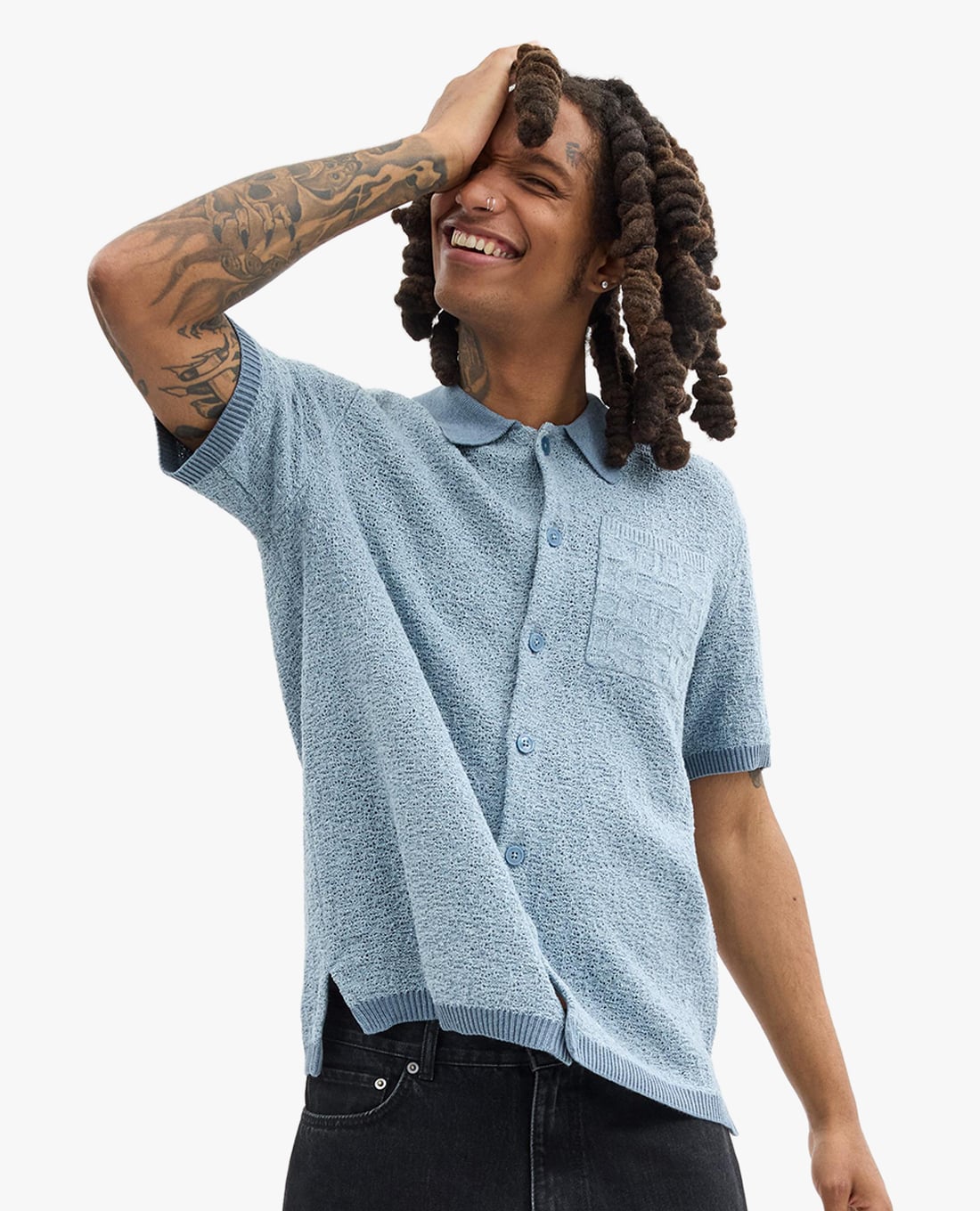 COACH - Áo polo nam cổ tròn tay ngắn phối túi nhỏ Sweater