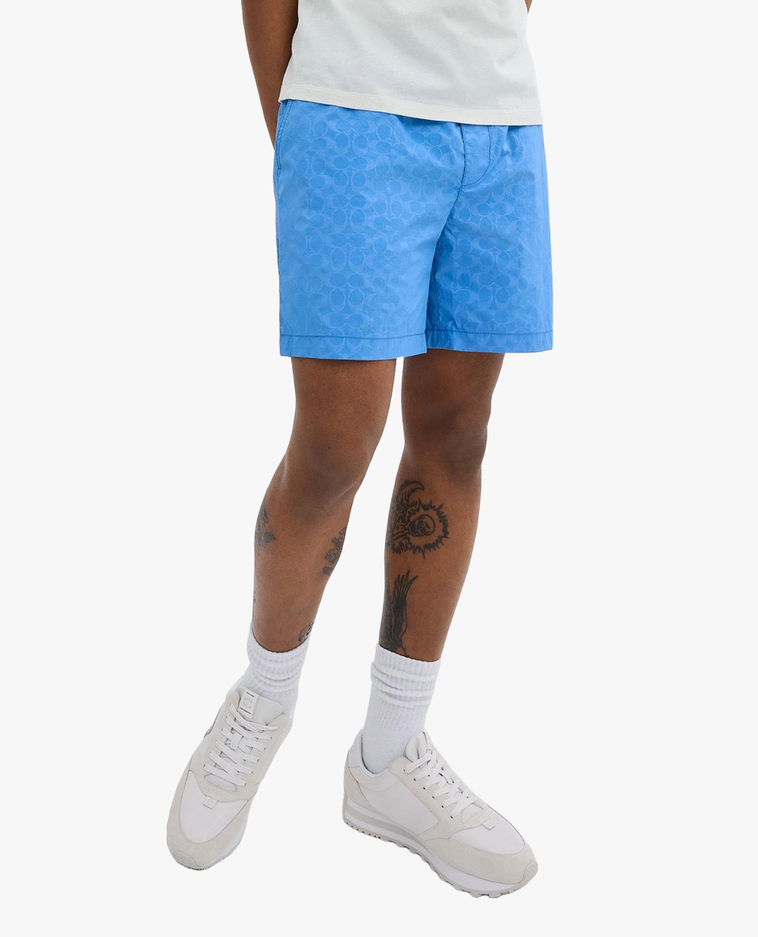 COACH - Quần short nam ống đứng lưng thun phối monogram nổi bật