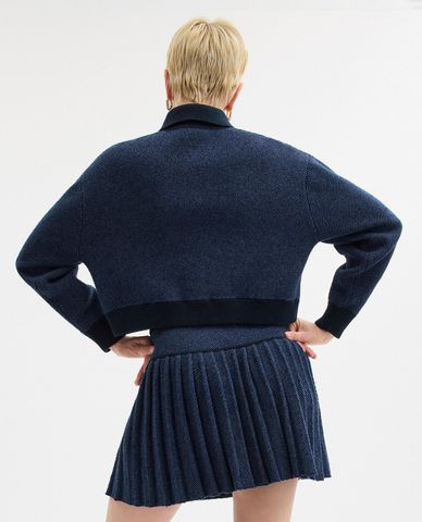  COACH - Áo khoác croptop nữ cổ bẻ tay dài Heritage C 