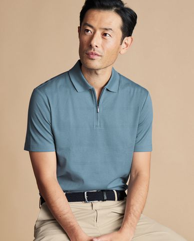  CHARLES TYRWHITT - Áo polo nam cổ bẻ tay ngắn Performance Textured 