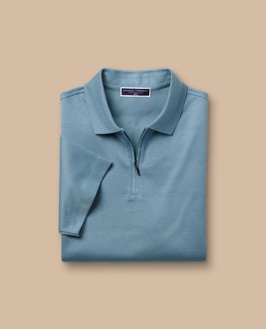  CHARLES TYRWHITT - Áo polo nam cổ bẻ tay ngắn Performance Textured 