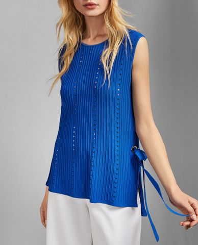  TED BAKER - Áo kiểu nữ sát nách Blue Eyelet 