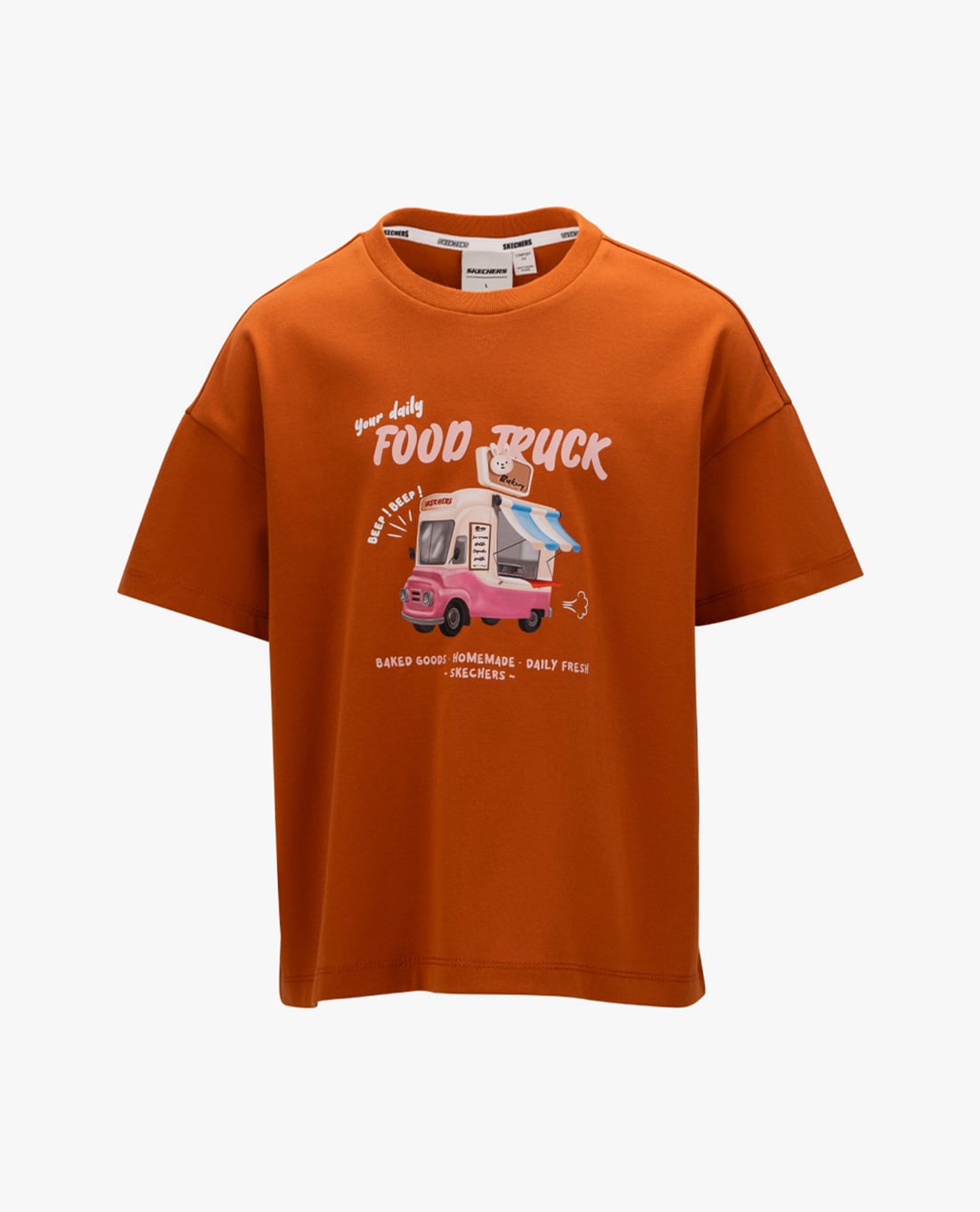 SKECHERS - Áo thun bé gái cổ tròn tay ngắn in hoạ tiết